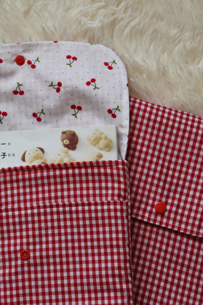 Belle Book Sleeve - Cherry Gingham