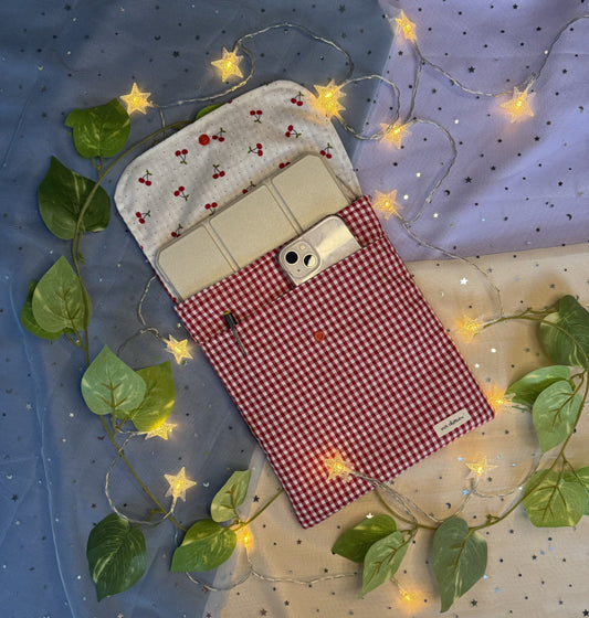 Belle Book Sleeve - Cherry Gingham